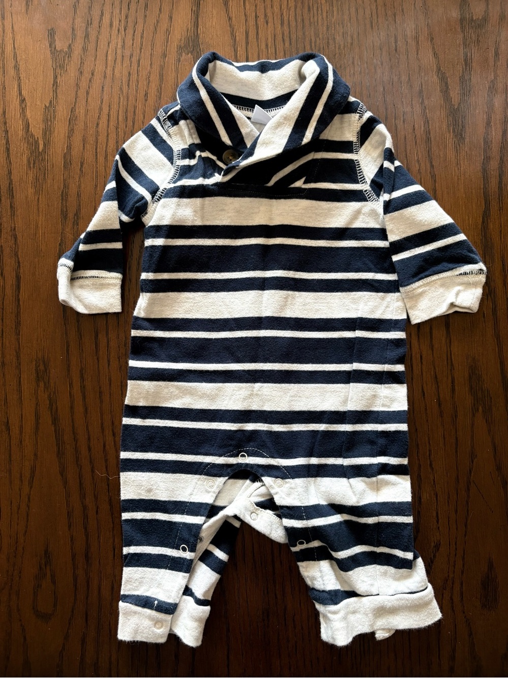 Old Navy Navy and White Striped Baby Jumpsuit